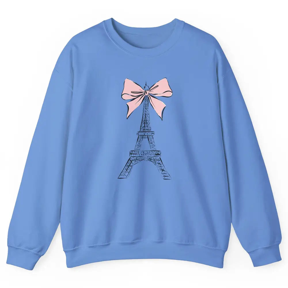 Voyager Floral Eiffel Tower Minimal Paris France Travel Girl Unisex Crewneck Sweatshirt