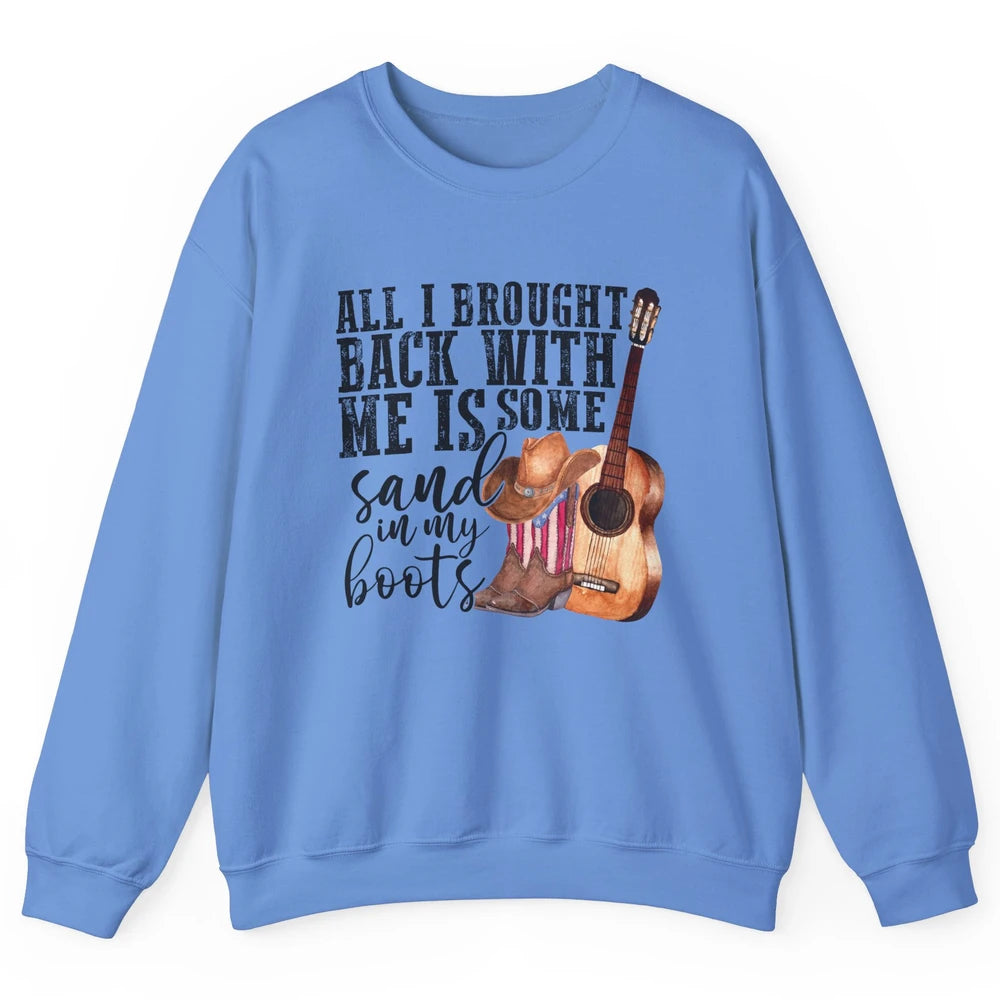 Retro Sand In My Boots Western Cowgirl Cowboy Boots Guitar Unisex Crewneck Sweatshirt