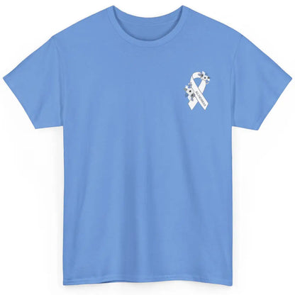 Blindness Awareness Floral White Gray Ribbon Blind Support Classic Unisex T-Shirt