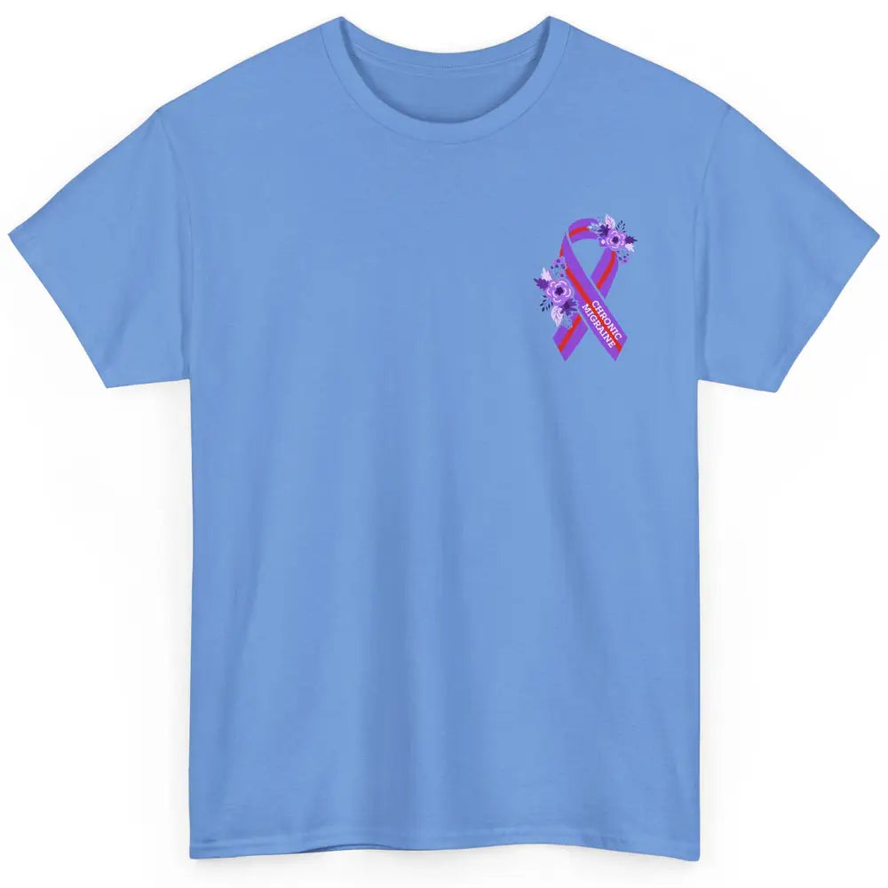 Chronic Migraine Awareness Support Purple Ribbon Pocket Size Classic Unisex T-Shirt