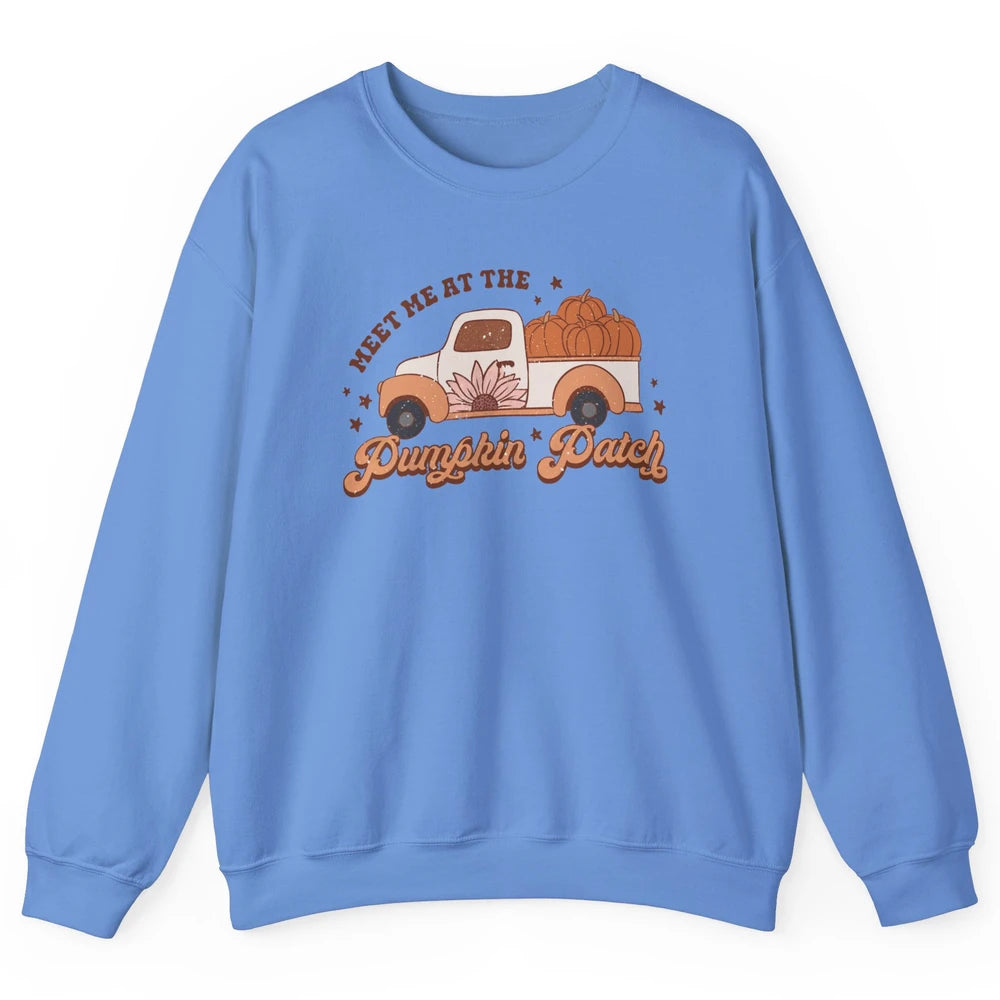 Retro Pumpkin Truck Meet Me At Pumpkin Patch Fall Halloween Unisex Crewneck Sweatshirt