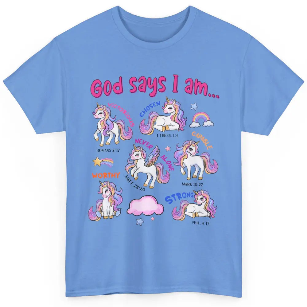 Christian God Says I Am Unicorn Bible Verse Religious Girl Classic Unisex T-Shirt