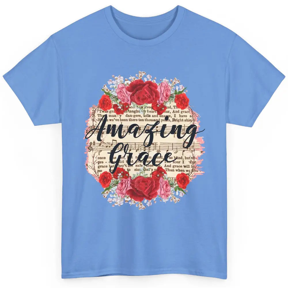 Floral Amazing Grace Jesus Lovers Christian Religious Gift Classic Unisex T-Shirt