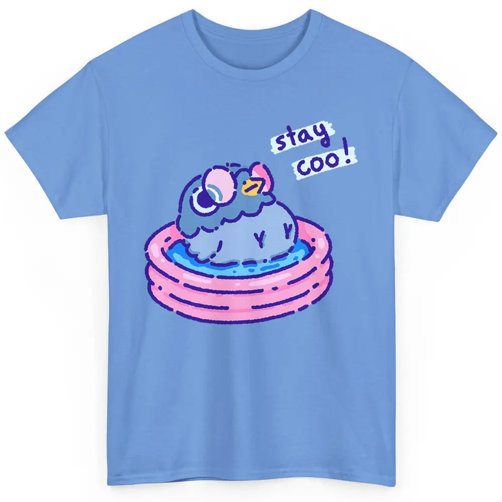 Cute Stay Coo Pigeon Swimming Pink Pool Bird Lover Kawaii Classic Unisex T-Shirt