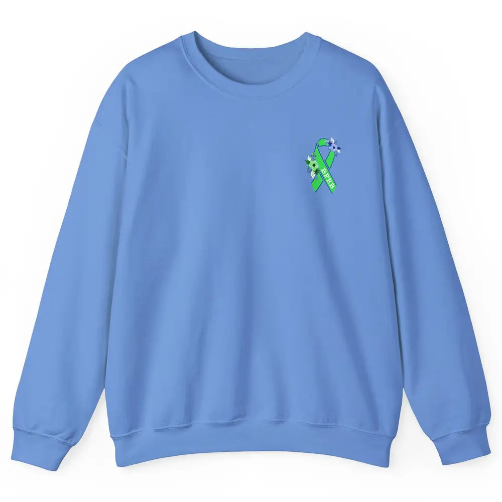 Body Focused Repetitive Disorder BFRB Floral Green Ribbon Unisex Crewneck Sweatshirt