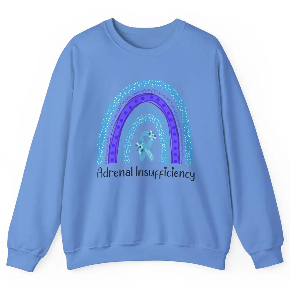 Adrenal Insufficiency Awareness Floral Light Blue Ribbon Unisex Crewneck Sweatshirt