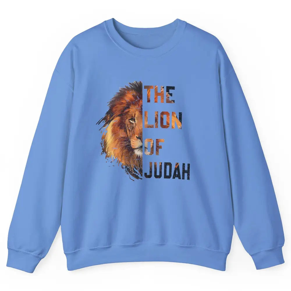 Yeshua Lion Of Judah Bible Verse Christian Faith Religious Unisex Crewneck Sweatshirt