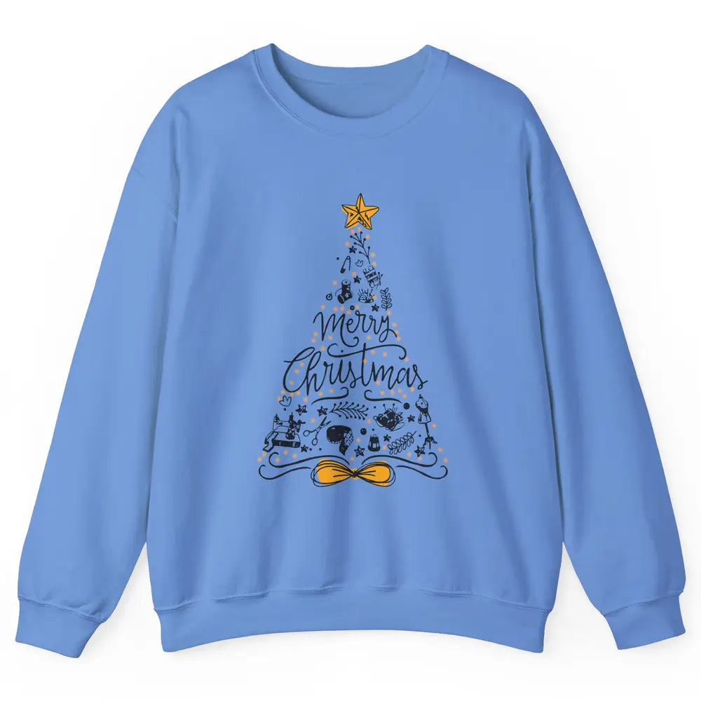 Funny Sewing Merry Christmas Tree Quilting Symbols Christmas Unisex Crewneck Sweatshirt