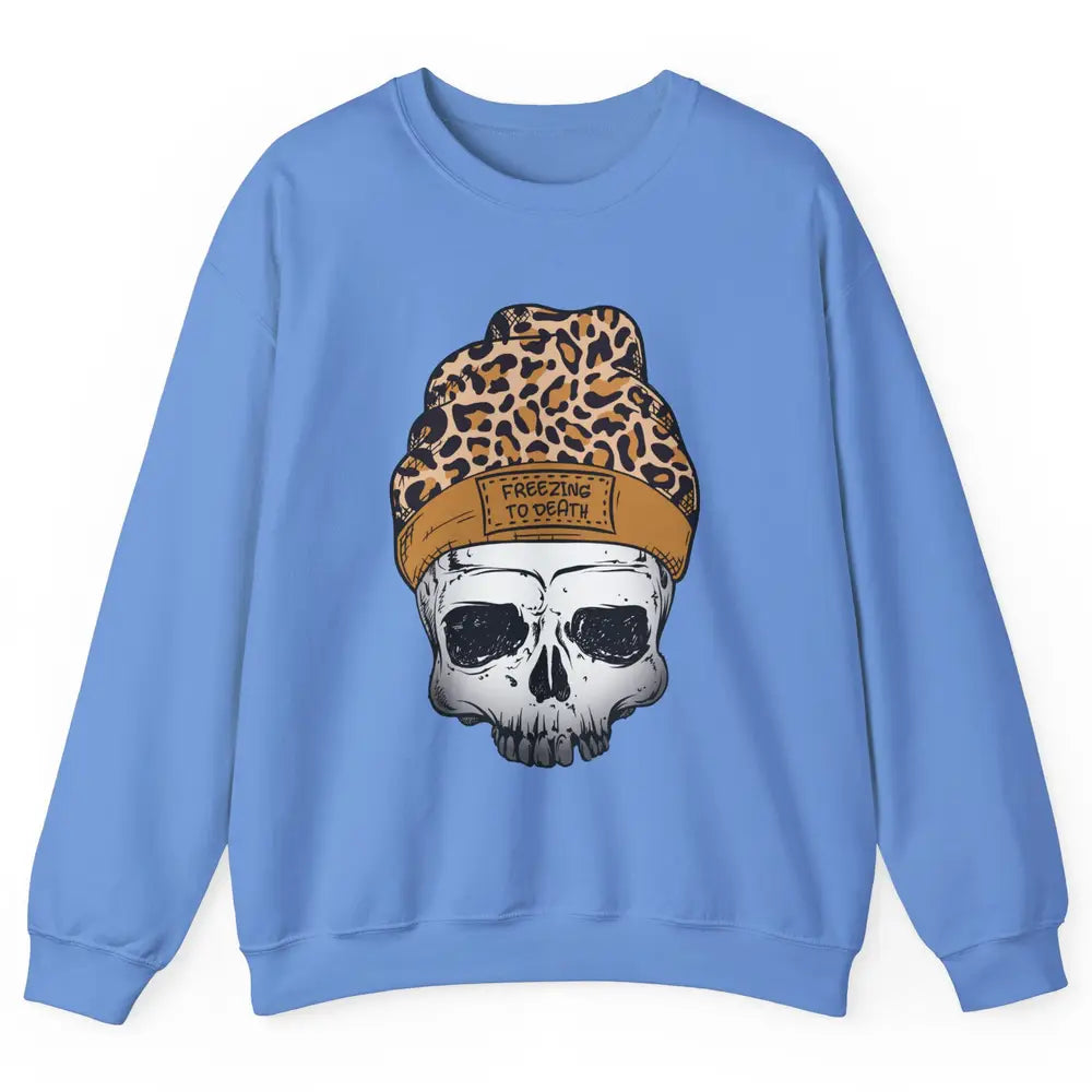 Leopard Skull Freezing To Death Snowflakes Christmas Winter Unisex Crewneck Sweatshirt