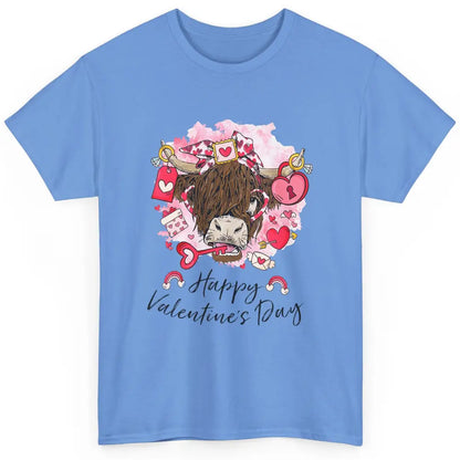 Cute Highland Cow Heart Western Happy Valentine Day Love Classic Unisex T-Shirt