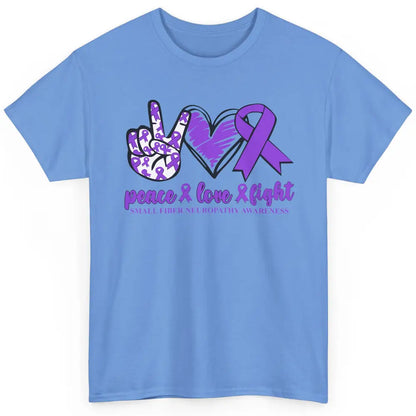 Small Fiber Neuropathy Purple Ribbon Peace Love Fight Classic Unisex T-Shirt