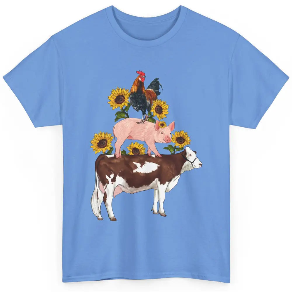 Sunflower Western Farm Life Animals Vegan Cow Pig Rooster Classic Unisex T-Shirt