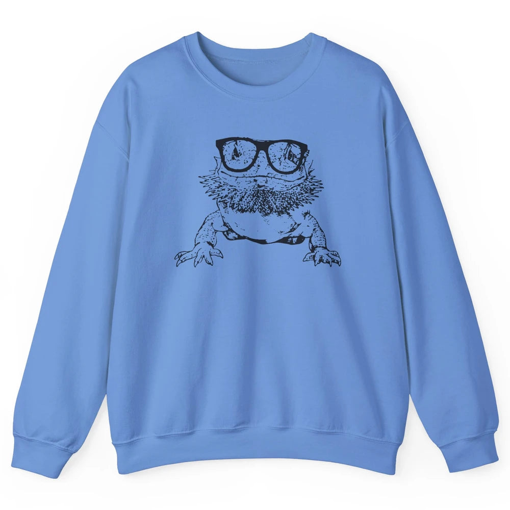 Bearded Dragon Glasses Animal Cute Bearded Dragon Owner Gift Unisex Crewneck Sweatshirt