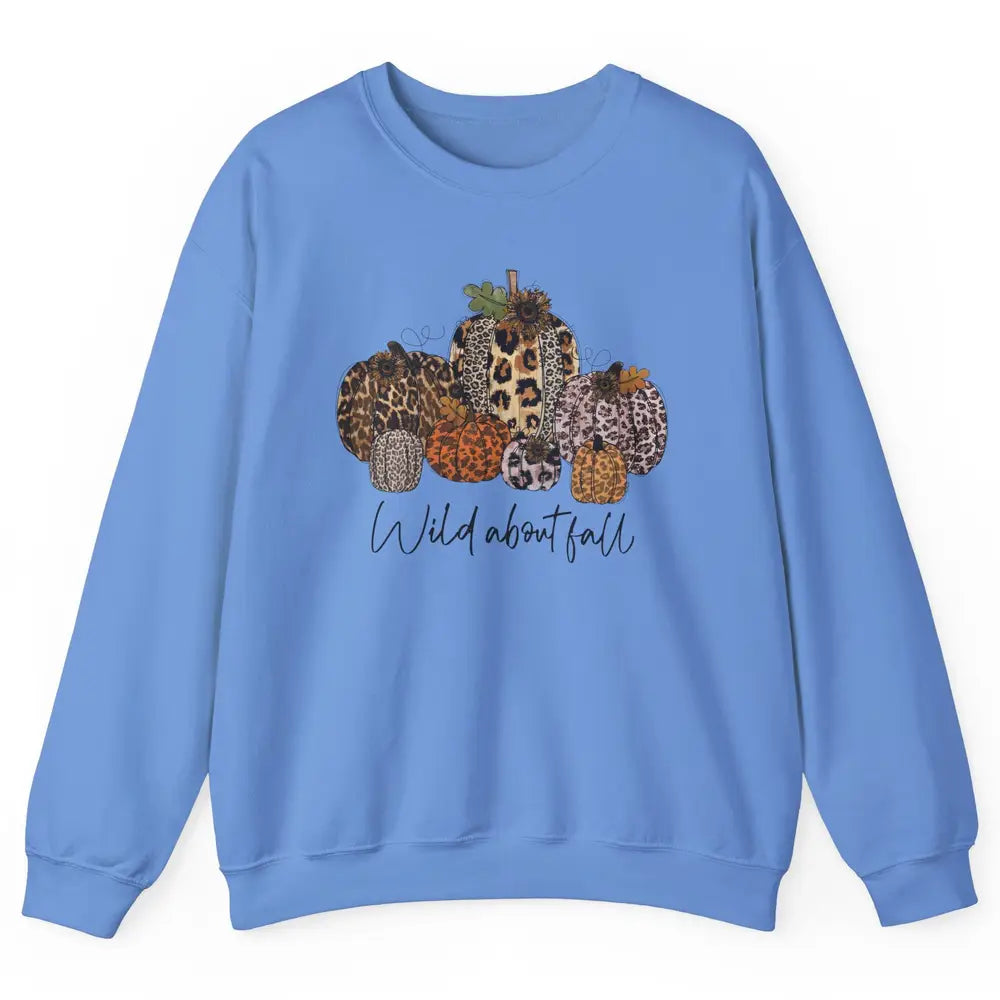 Leopard Pumpkin Patch Wild About Fall Thanksgiving Halloween Unisex Crewneck Sweatshirt