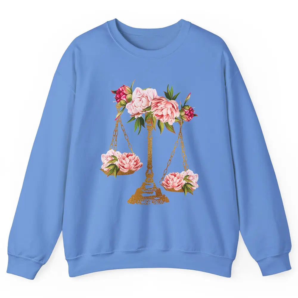 Wildflowers Lawyer Office Scales Decor Justice Law School Unisex Crewneck Sweatshirt