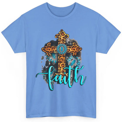 Western Gemstone Leopard Turquoise Cross Faith Jesus God Classic Unisex T-Shirt