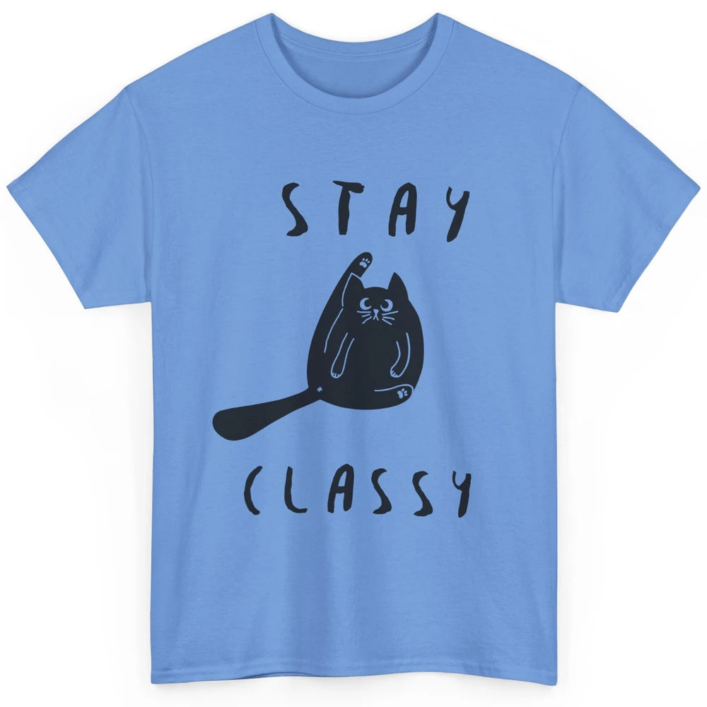 Funny Black Cat Stay Classy Cat Mom Sarcastic Cat Lady Gift Classic Unisex T-Shirt