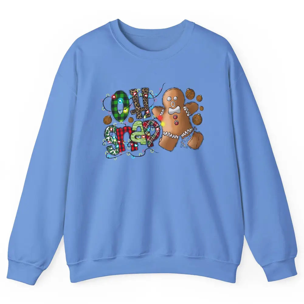 Funny Gingerbread Broken Oh Snap Western Christmas Leopard Unisex Crewneck Sweatshirt