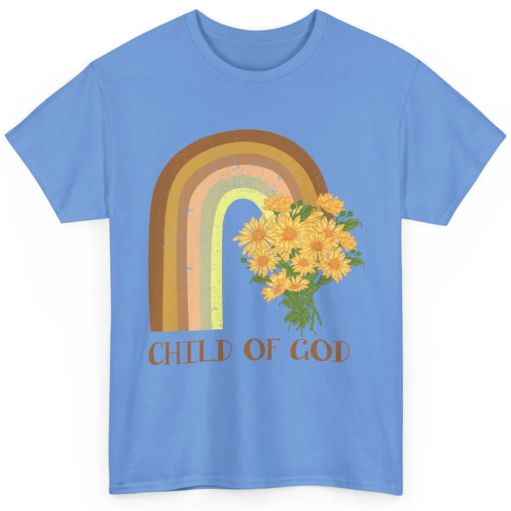 Vintage Sunflower Rainbow Child Of God Christian Religious Classic Unisex T-Shirt