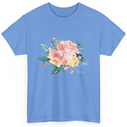 Watercolor Peony Flower Bouquet Botanical Garden Wildflower Classic Unisex T-Shirt