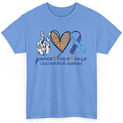 Castleman Disease Awareness Peace Love Cure Blue Ribbon Classic Unisex T-Shirt