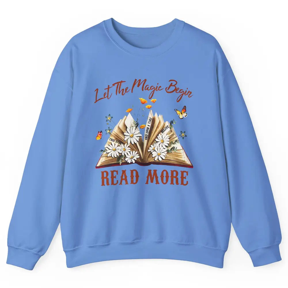 Aesthetic Read More Daisy Flowers Library Bookworm Butterfly Unisex Crewneck Sweatshirt