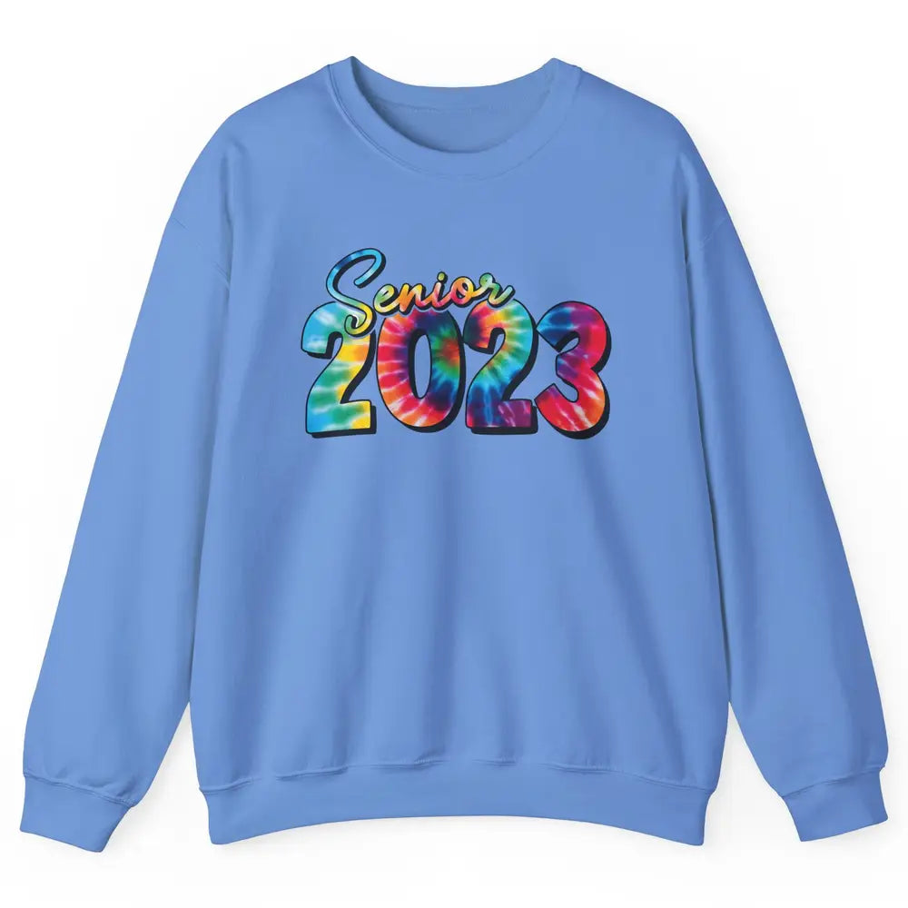 Tie Dye Senior 2023 Class Of 2023 Graduate Bachelor Hat Gift Unisex Crewneck Sweatshirt