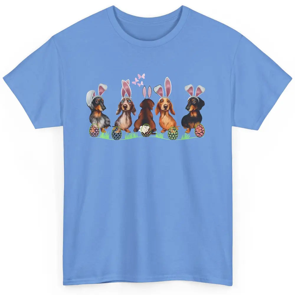 Easter Dachshund With Bunny Ears Cute Dachshund Easter Eggs Classic Unisex T-Shirt