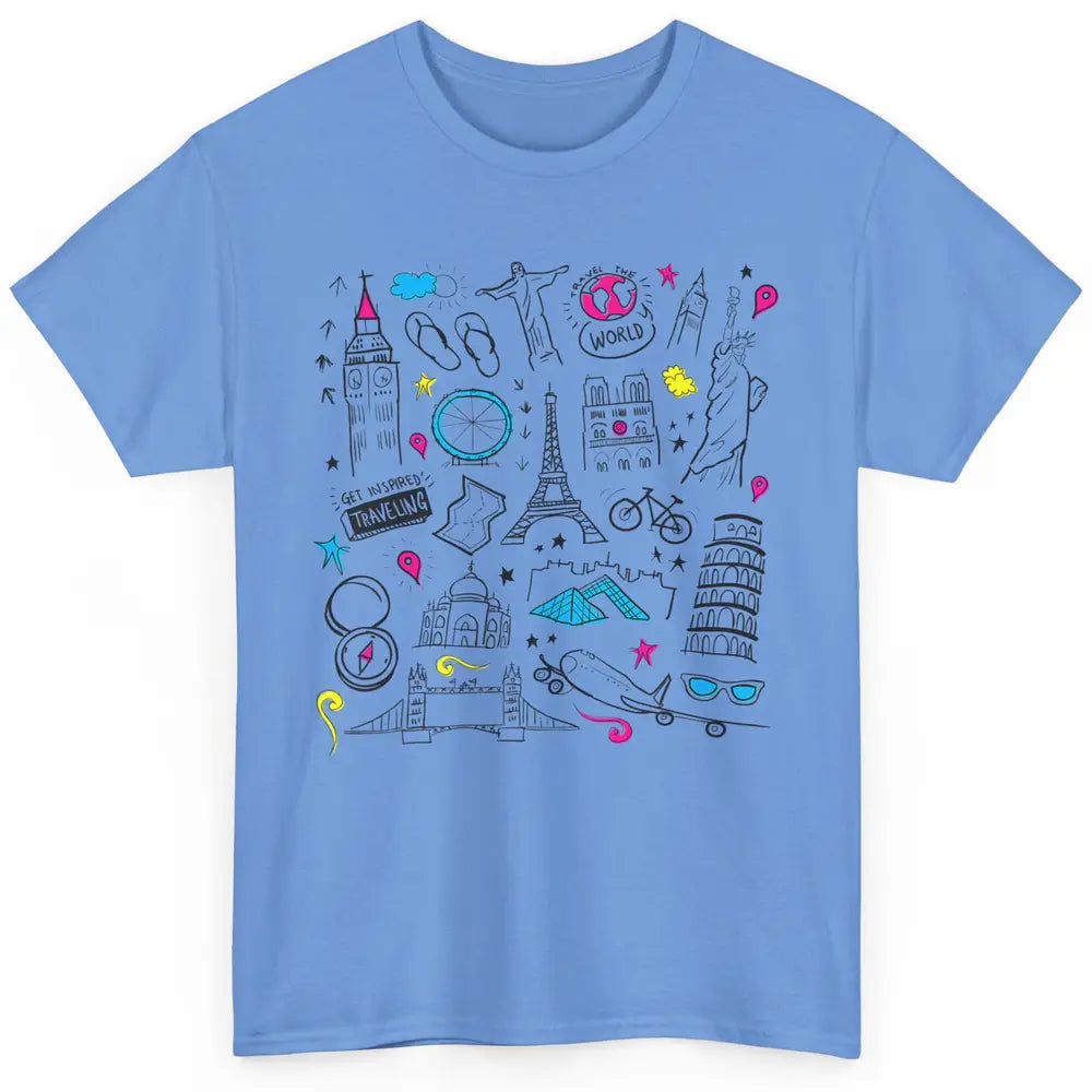 Cute Travel The World Backpacking Summer Break Paris Doodles Classic Unisex T-Shirt