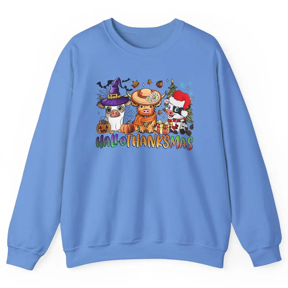 Baby Cow Pig Happy Hallo-thank-mas Fall Pumpkin Thanksgiving Unisex Crewneck Sweatshirt