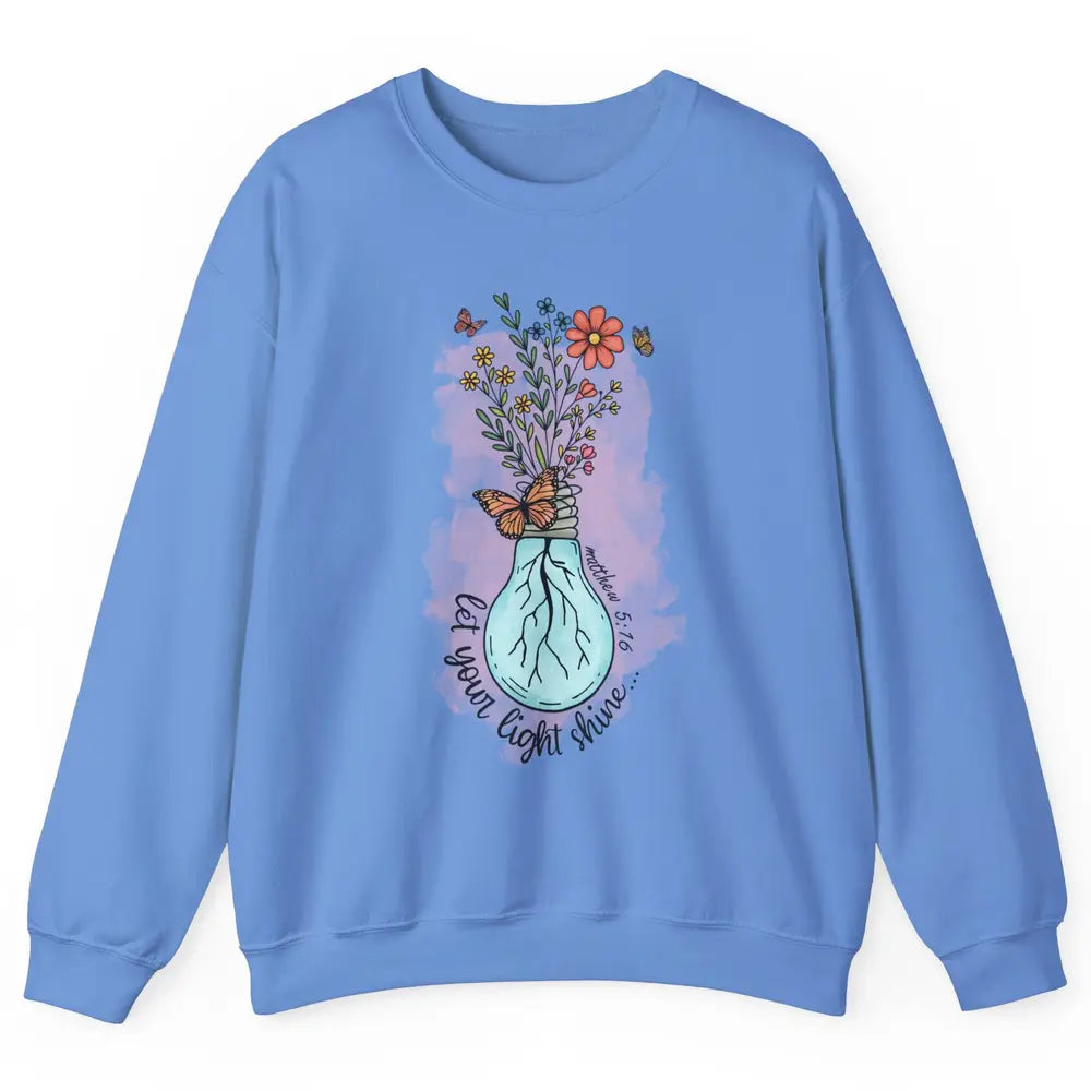 Wildflower Light Bulb Let Light Shine Christian Minimal God Unisex Crewneck Sweatshirt