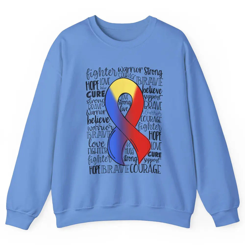 Thoracic Outlet Syndrome Awareness Blue Red Ribbon Hope Love Unisex Crewneck Sweatshirt