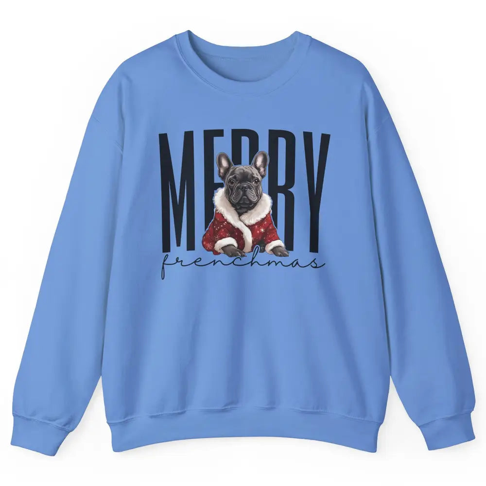 Funny French Bulldog Merry Frenchmas Christmas Dog Mom Unisex Crewneck Sweatshirt