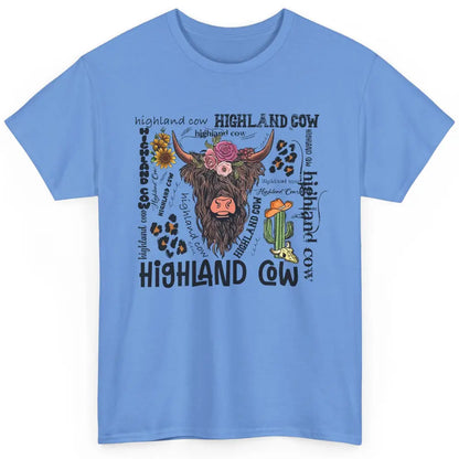 Floral Highland Cow Heifer Cactus Western Country Cowboy Classic Unisex T-Shirt