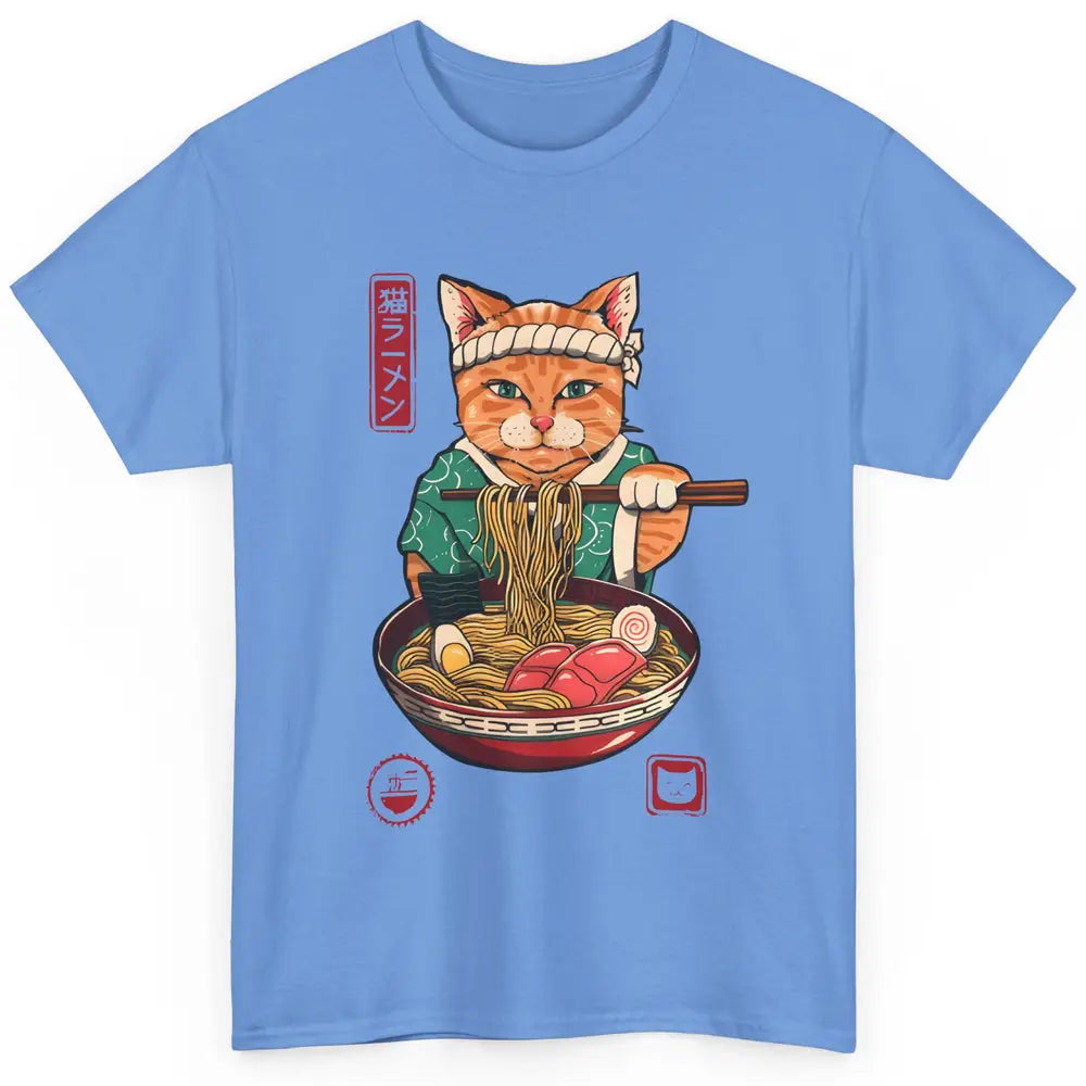 Funny Cat Ramen Bowl Noodles Soup Japanese Kawaii Ramen Cat Classic Unisex T-Shirt