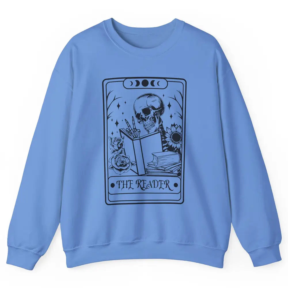 Retro Skeleton The Reader Tarot Card Halloween Romance Book Unisex Crewneck Sweatshirt