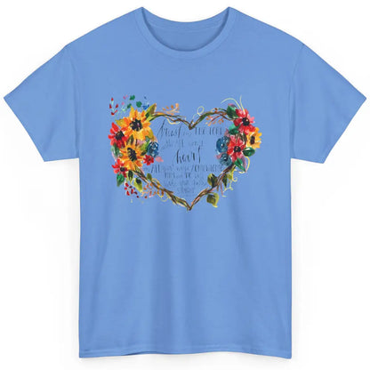 Floral Christian Trust In Lord With All Heart Bible Verse Classic Unisex T-Shirt