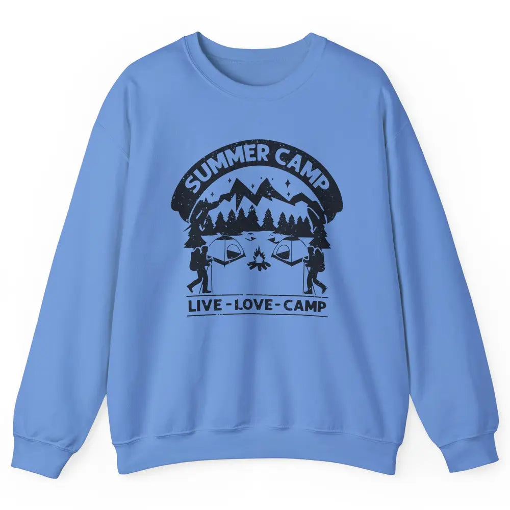 Summer Camp Live Love Camp Vacation Camping Hiking Retro Unisex Crewneck Sweatshirt