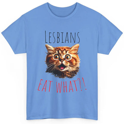 Funny Black Cat Lesbians Eat What LGBTQ Sarcastic Cat Mom Classic Unisex T-Shirt