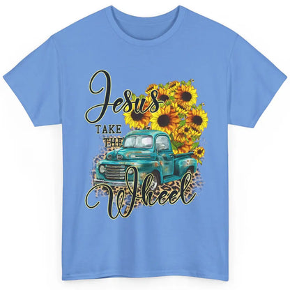 Sunflower Jesus Take The Wheel Christian Gift Leopard Print Classic Unisex T-Shirt