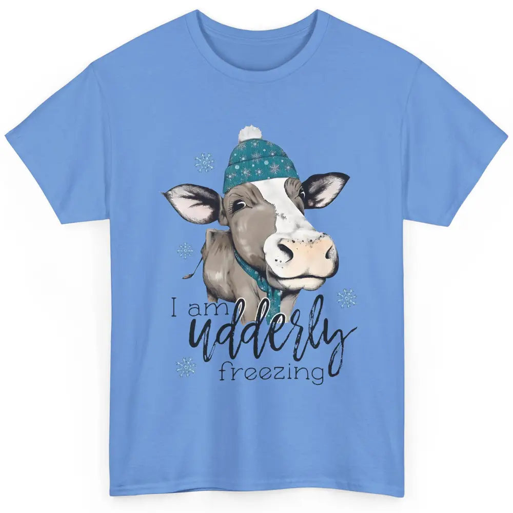 Funny Cow I'm Udderly Freezing Farmer Merry Christmas Winter Classic Unisex T-Shirt