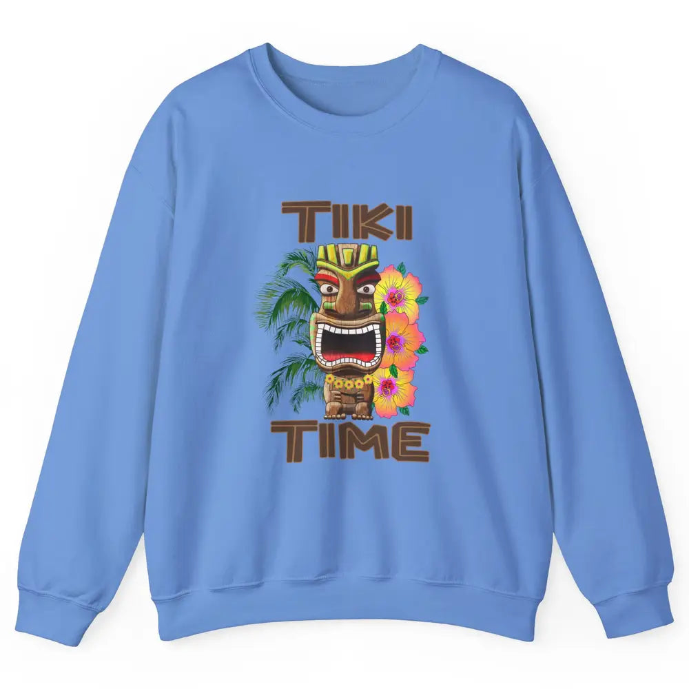 Aloha Flower Luau Tiki Time Hawaii Palm Tree Paradise Beach Unisex Crewneck Sweatshirt