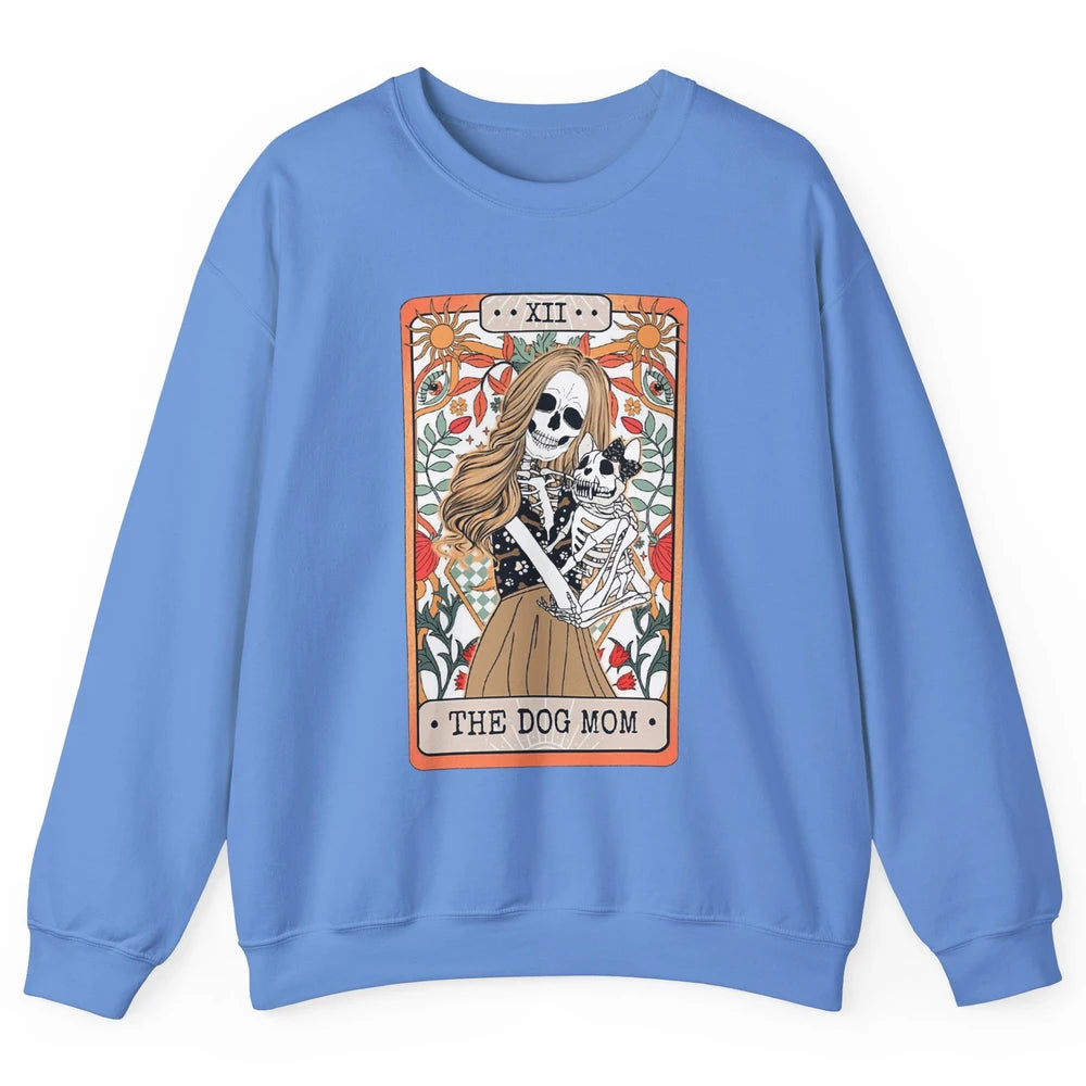 Retro Skeleton Tarot Card The Dog Mom Halloween Dog Lovers Unisex Crewneck Sweatshirt