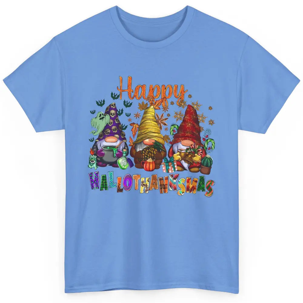 Pumpkin Gnomes Hallo-thank-mas Halloween Thanksgiving Xmas Classic Unisex T-Shirt