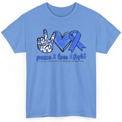 Cyclic Vomiting Syndrome Blue Ribbon Peace Love Fight Classic Unisex T-Shirt