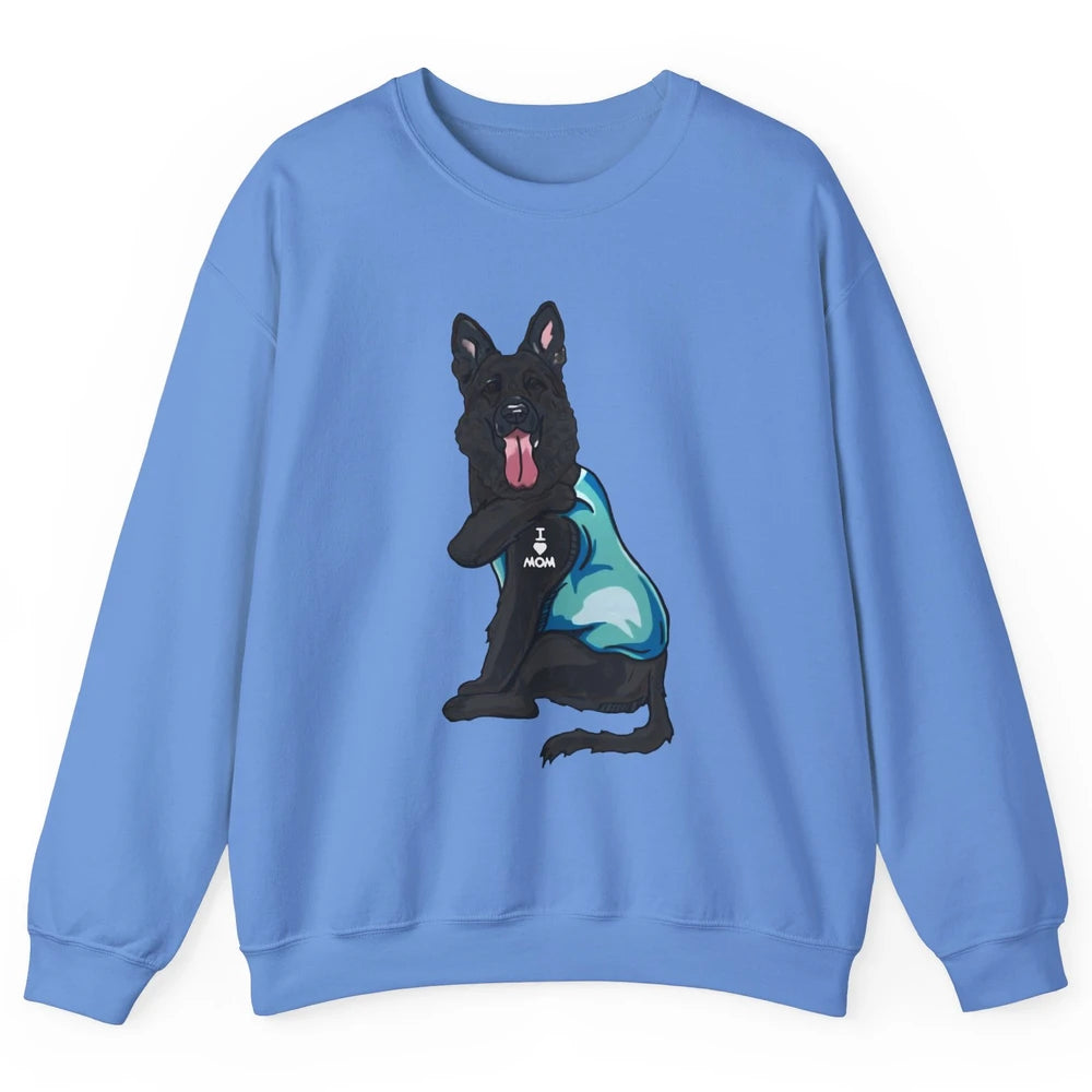 Black German Shepherd I Heart Mom Dog Mom Mother's Day Gift Unisex Crewneck Sweatshirt