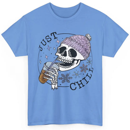 Funny Skeleton Coffee Just Relax Snowflakes Christmas Classic Unisex T-Shirt