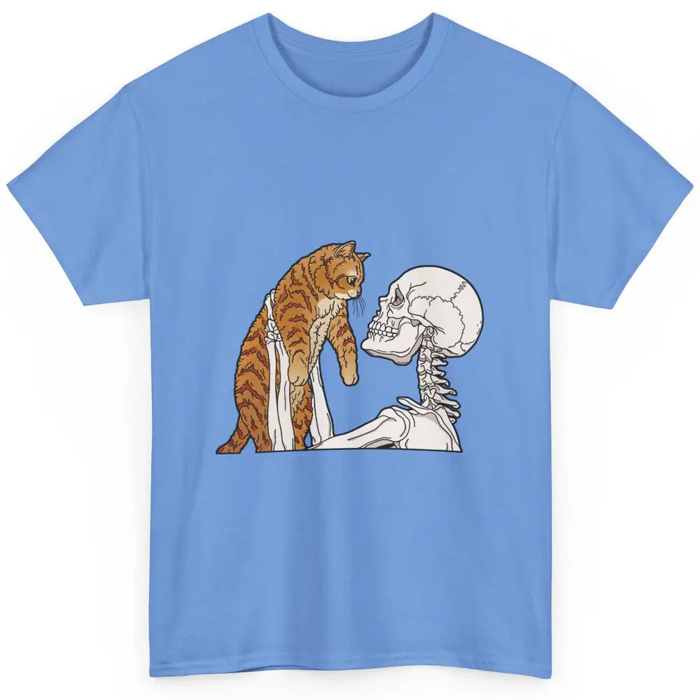 Cat And Skeleton Best Friends Of Cat Funny Orange Cat Kitten Classic Unisex T-Shirt