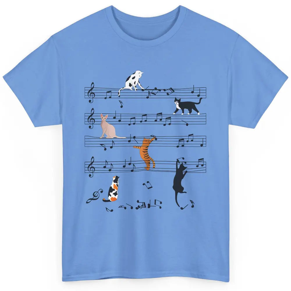 Funny Black Cats Music Sheet Kittens Playing Musical Notes Classic Unisex T-Shirt