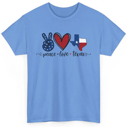 US Flag Peace Love Texas State Map Texan Pride Western Classic Unisex T-Shirt